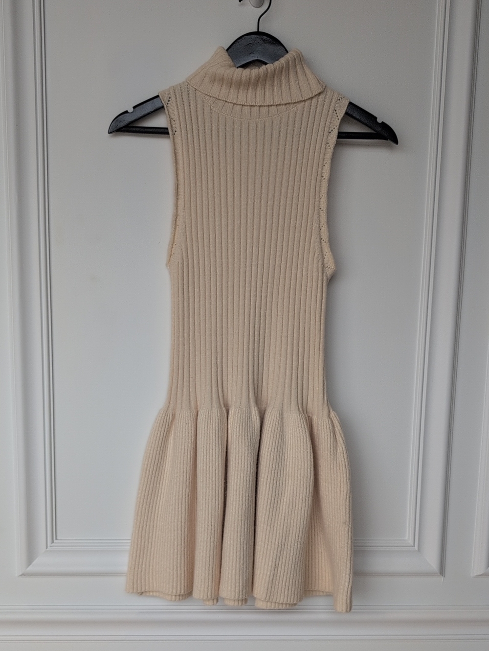Free People Sleeveless Turtleneck Knit Mini Dress in Cream